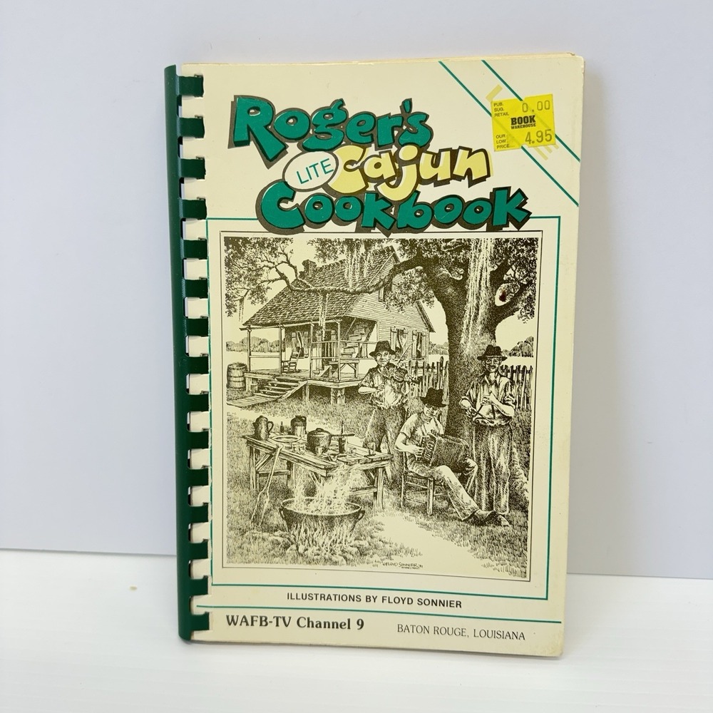 ROGER'S LITE CAJUN COOKBOOK 1990 Louisiana SIGNED Floyd Sonnier VERNON ROGER